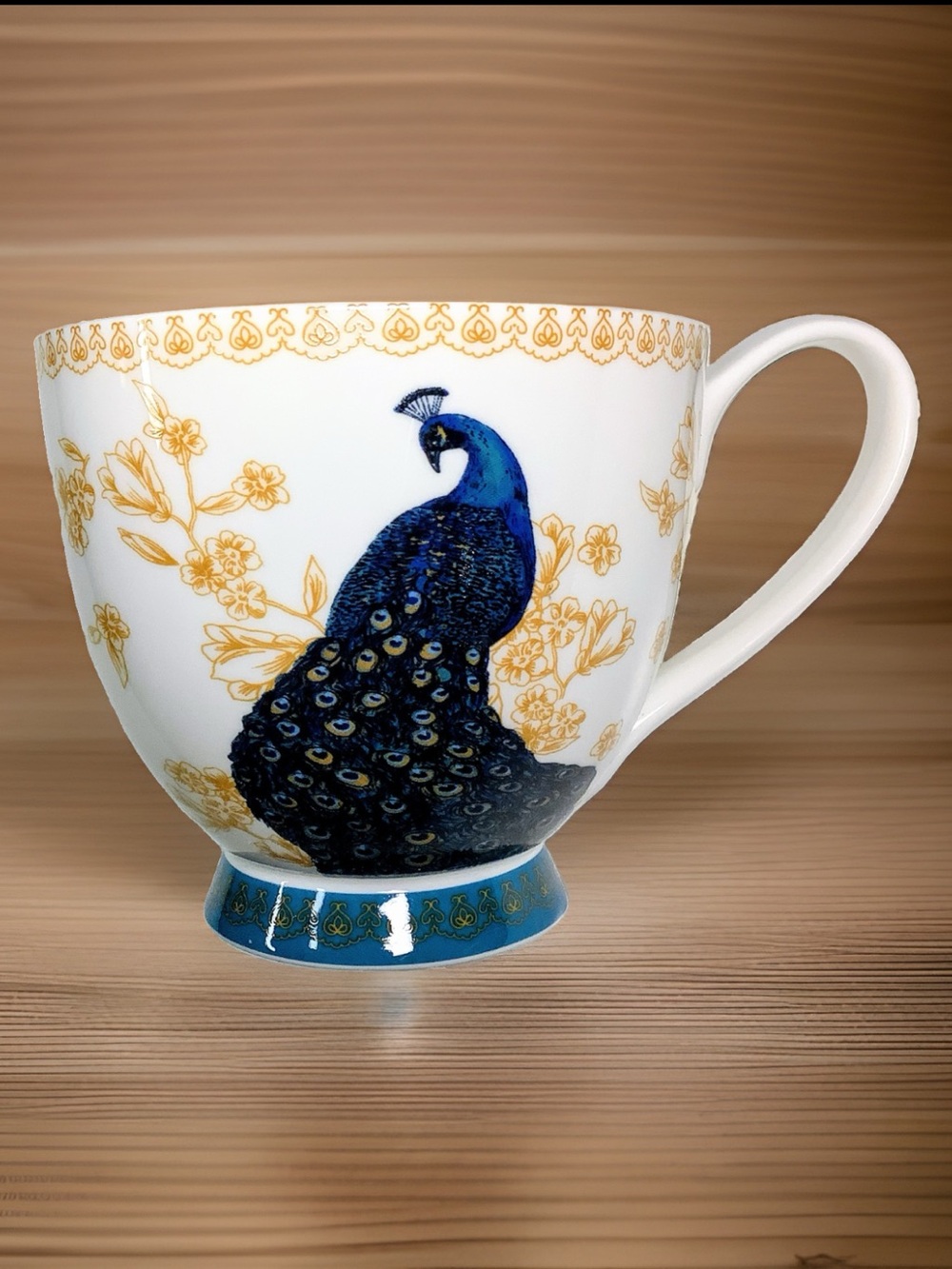 Portobello Inspire Bone China Blue Peacock~ Gold Fauna Multicolor Cup Mug